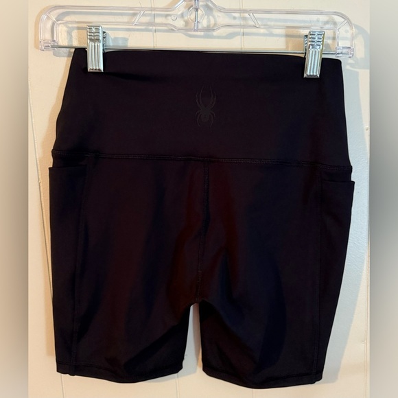 SPYDER ACTIVE BLACK HIGH WAIST SIDE POCKET BIKE SHORTS SIZE S - Picture 6 of 10